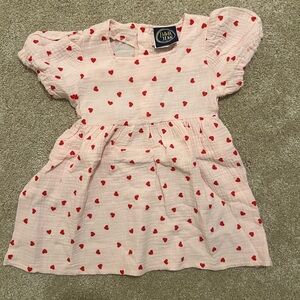 NWOT Emma Jean Pink Baby Dress with Red Heart Print